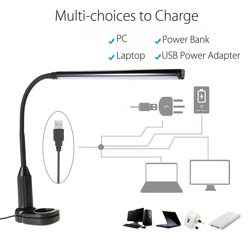 Tomshine Lampu Meja LED Eye Protection Desk Lamp Clip 24 LED 5W 5000K-5500K - L1515W - White