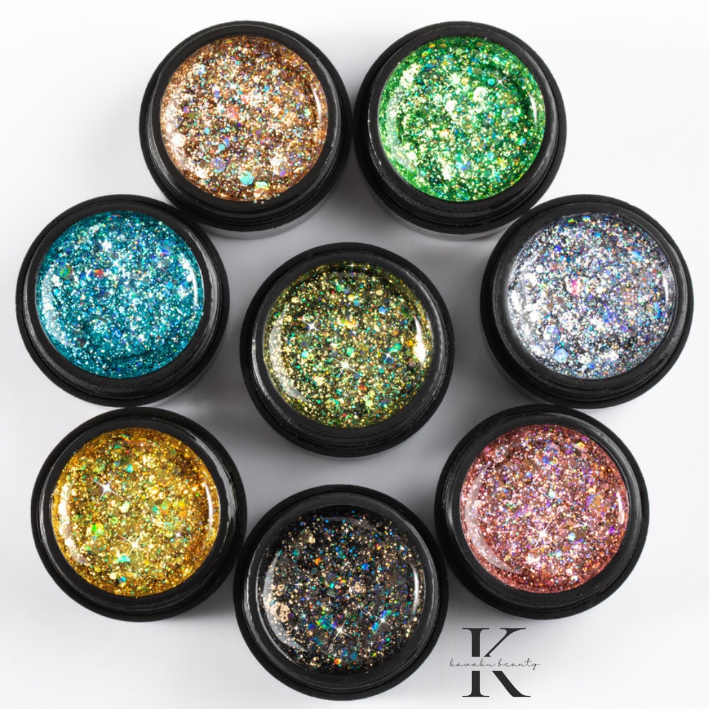 ROSALIND SHINY DIAMOND GEL 5ml / Kutek gel nail polish UV LED glitter painting pot / nail art kuteks