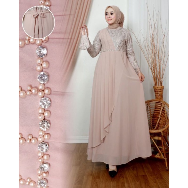 Permata Olshop / Kebaya Gamis Amira NK / Gamis Modern / Gamis Kebaya Pesta / Gamis Kondangan / Gamis Pesta Mewah / Kebaya Modern