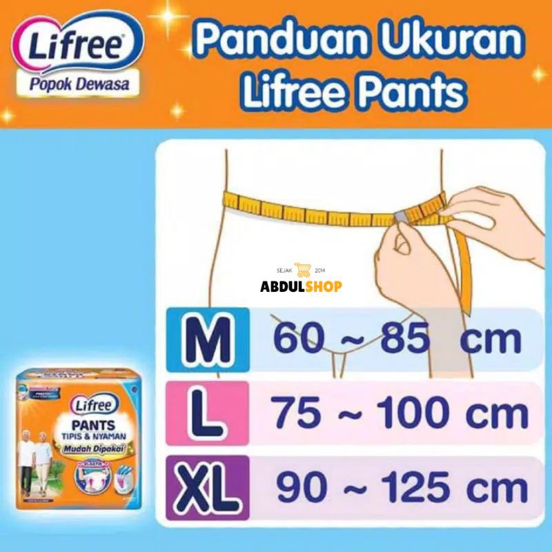 LIFREE PANTS POPOK CELANA DEWASA / POPOK DEWASA [Size : M/L/XL Per Dus isi 48 pcs]