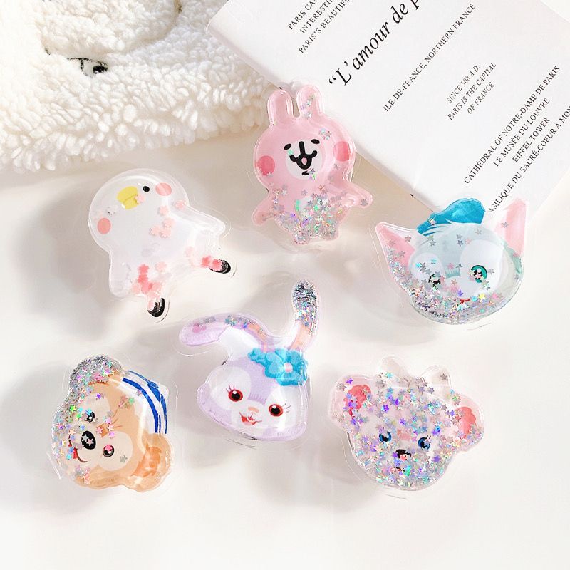 GLITTER CARTOON POP SOCKET / POPSOCKET GLITTER LIQUID KARAKTER STELLA LOU, DUFFY, RABBIT, SHELLIE MAY, DUCK, POP SOCKET QUICKSAND GLITER DESAIN KARTUN / CUTE PHONE HOLDER EXPANDING / POP SOCKET KOREA MURAH / DISNEY POPSOCKET / GRIPTOK / PHONE GRIP