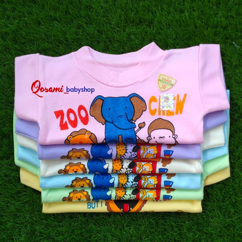 VINATA 3 pcs Kaos Oblong Pendek Motif Gambar Bayi Uk S, M, L, XL SNI