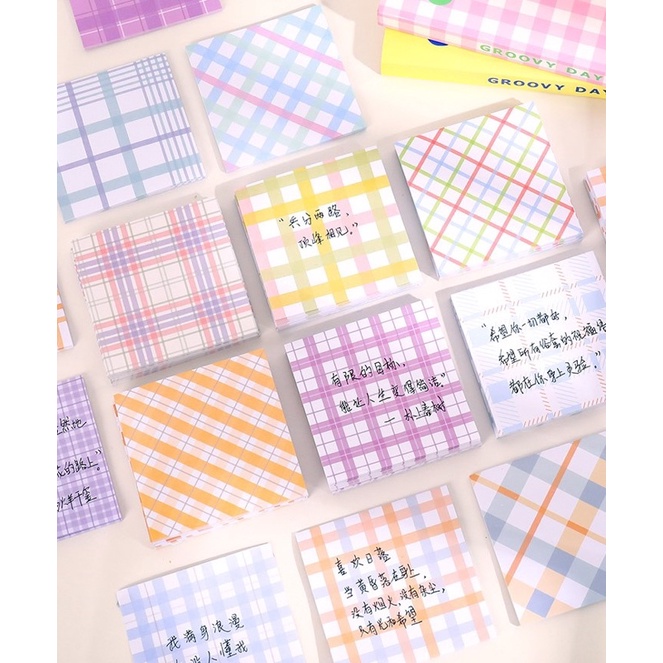 KENSHO Sticky Note Isi 80 lembar Aesthetic Korea Sticker Penanda Import / Stick Notes Plaid