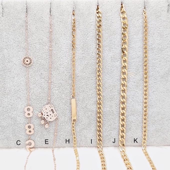 Gelang Titanium Branded Rose Gold Silver Bulat Hitam - BB397