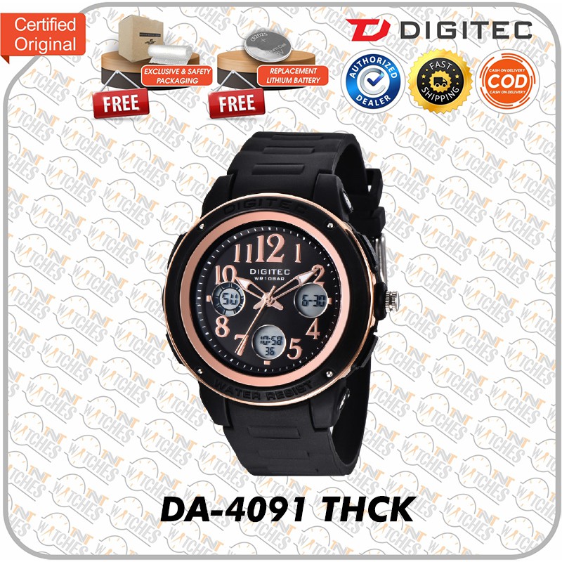 Jam Tangan DIGITEC DG - 4091 / DG 4091 / DG4091 3091 Watch ORIGINAL-Black Gold - THCK