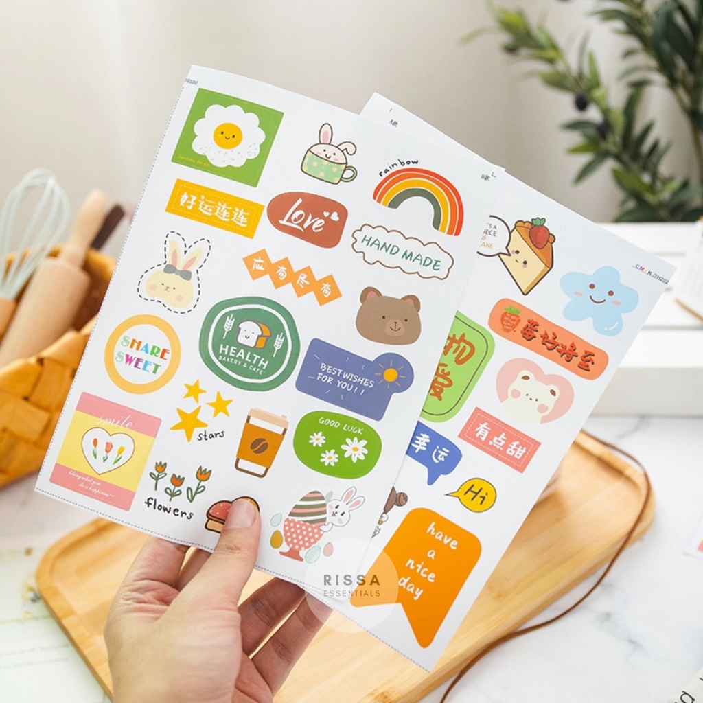 

[RISSA] Sticker Dessert Box Stiker Kue Stiker Motif Lucu Cute Sticker Journal Buku Properti Foto Rissa Essentials