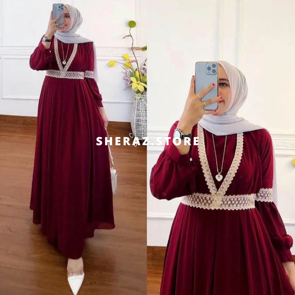 Gamis Kondangan Wanita Jumbo Ld 120 130 140 Terbaru QAISHA DRESS S M L XL XXL 3XL 5L Gamis Hitam Pesta Bahan Ceruty Babydoll