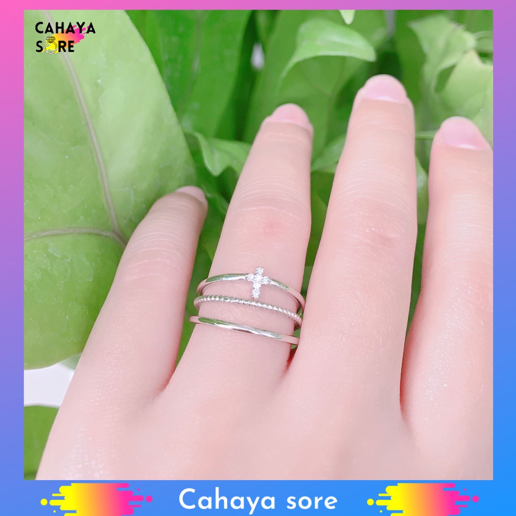 Cincin Xuping Silver Cincin Dewasa Model Permata Love CD17