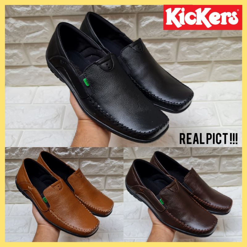 SEPATU PANTOFEL PRIA KICKERS KULIT ASLI GARANSI / SEPATU KERJA COWOK FORMAL WEDDING PESTA RESMI