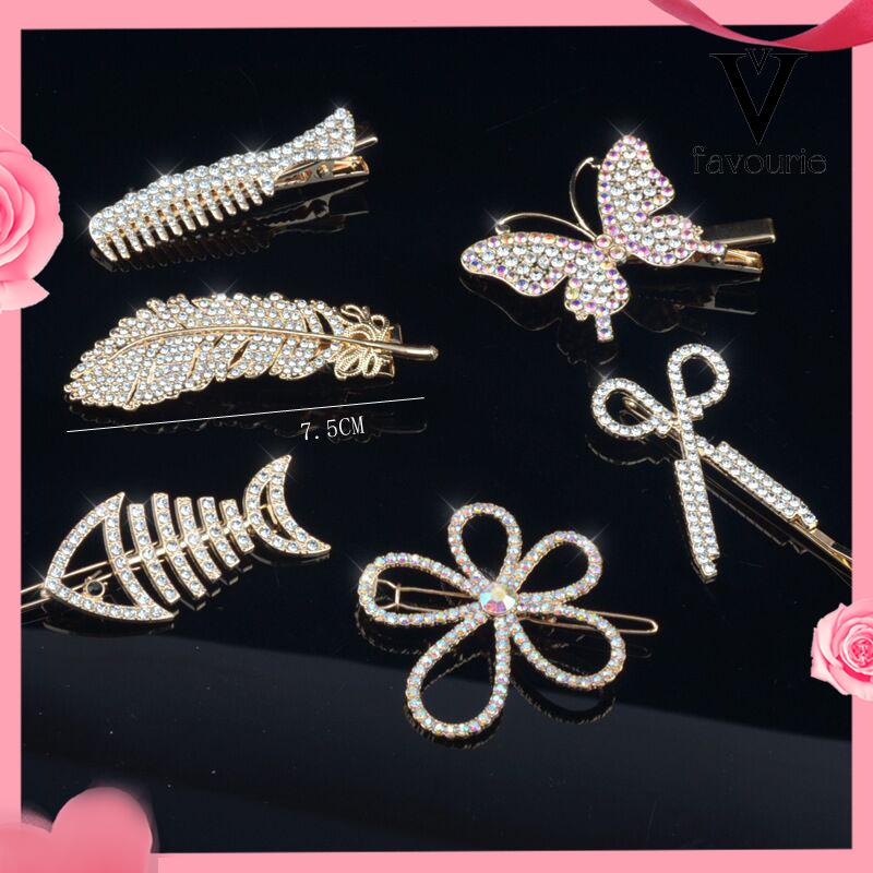 [COD]Fishbone Hairpin 6-Piece Set Aksesoris Rambut Vintage Set Dengan Diamond Pearl Edge Clip Bebek Paruh Clip-FA