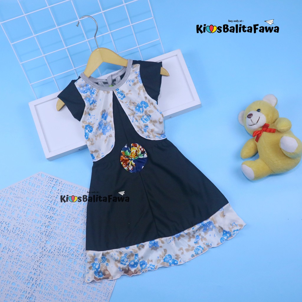 Dress Joana uk 1-2 Tahun / Dres Gaun Brukat Import Anak Perempuan Murah Baju Lengan Pendek Cewek