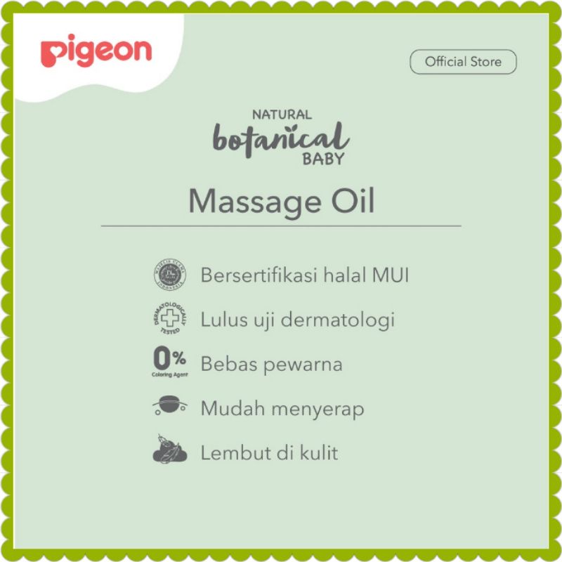 PIGEON Natural Botanical Baby Massage Oil 100ml / Minyak Pijat Bayi