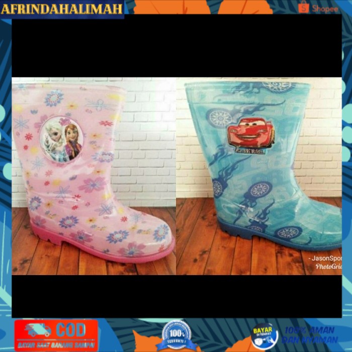 

{TERBARU} sepatu boots hujan anak cowo cewe cars frozen impor original murah ori - 21, Biru