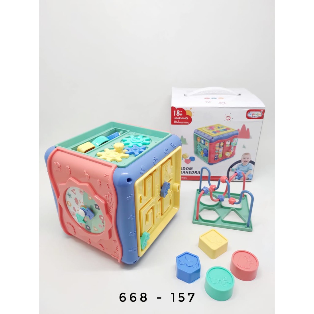 Mainan Bayi Kotak Mainan Edukasi Anak 7 in 1 Mainan Bayi Shape Box Wisdom Hexahedral