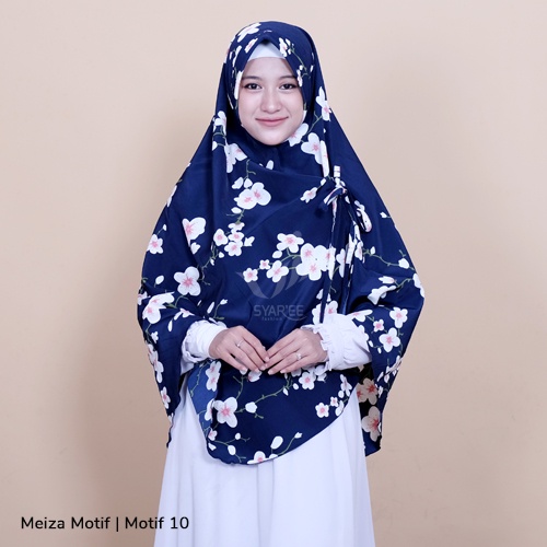 Meiza Motif Premium | Khimar Jilbab Hijab Instan Syar'i Panjang Besar Bahan Monalisa Premium