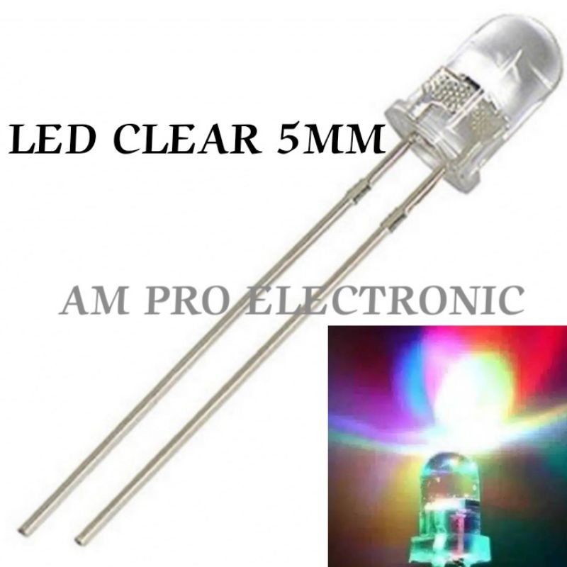 100PCS Lampu LED Clear 5mm 3 Warna Merah Hijau Biru LED Disco RGB