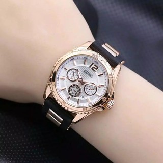 (Terima COD) Jam Tangan Wanita Guess Rubber Chrono Hiasan Tanggal Aktif BL3202 Free Baterai cadangan