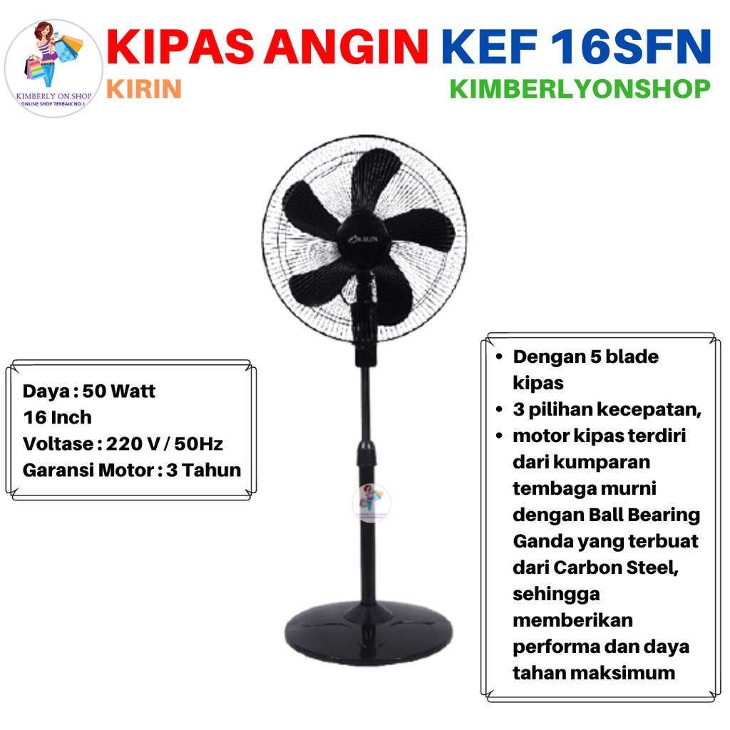 Kipas Angin Berdiri 16 inch KEF 16SFN Kirin