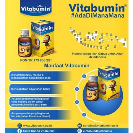 Vitabumin  Madu Albumin Ikan Gabus Sirup 130 ml Daya Tahan Tubuh /Nafsu Makan/Madu Anak