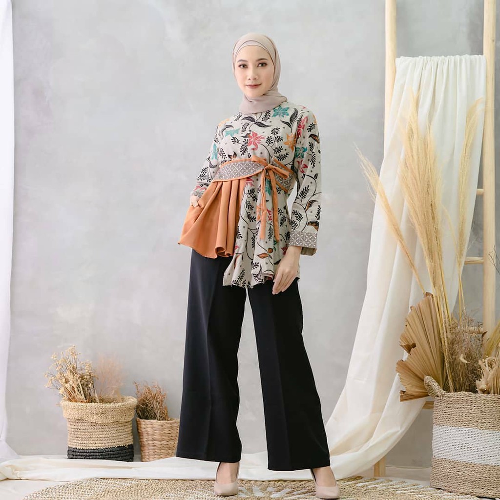 Batik Wanita Kekinian Blouse Lengan Panjang Busui Model Rampel Terbaru Batik Irma