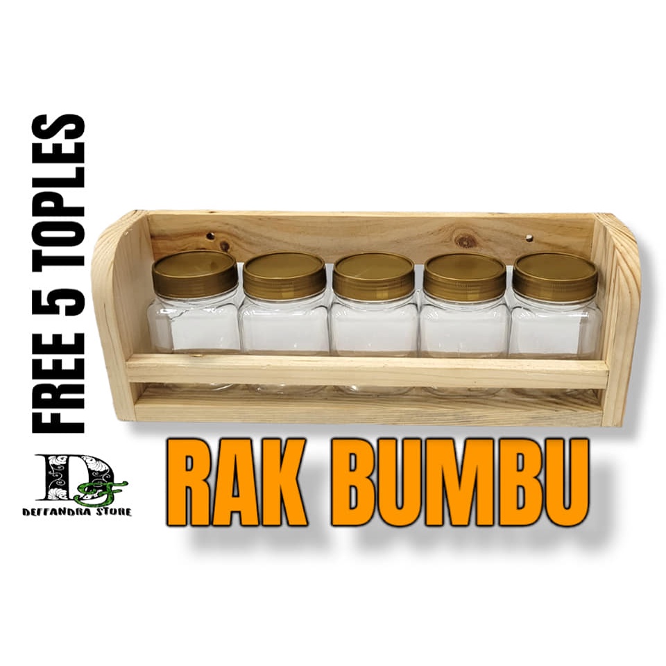 Rak Bumbu Dapur - Furnitur Perlengkapan Peralatan Dapur Rak Kayu Tempat Bumbu Dapur Aesthethic - Rak