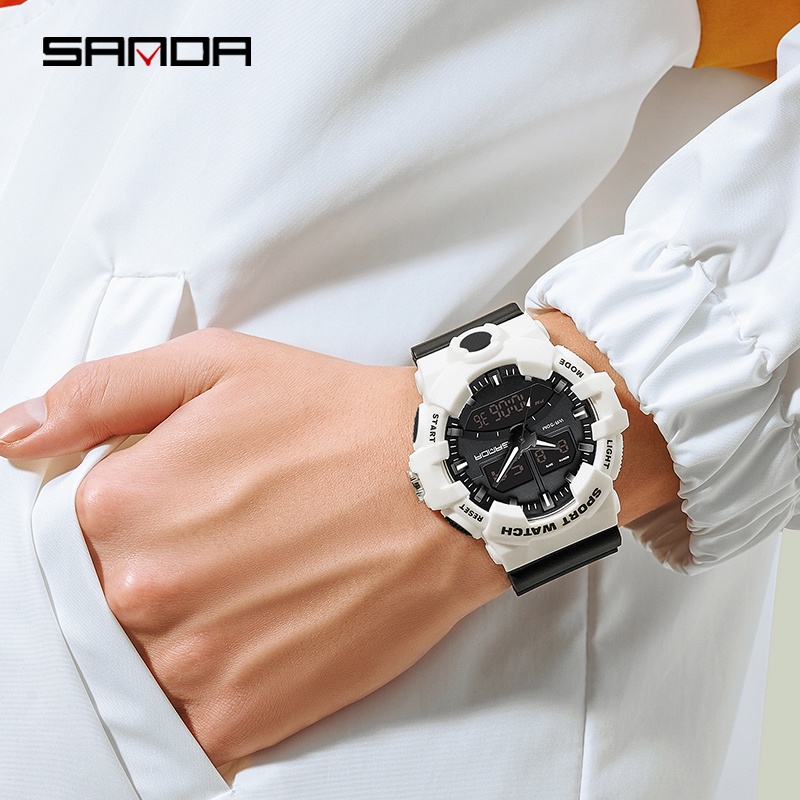 SANDA 3130 Jam Tangan Pria Wanita Digital Analog Tali Rubber Shockproof Anti Air WATCHKITE WKOS