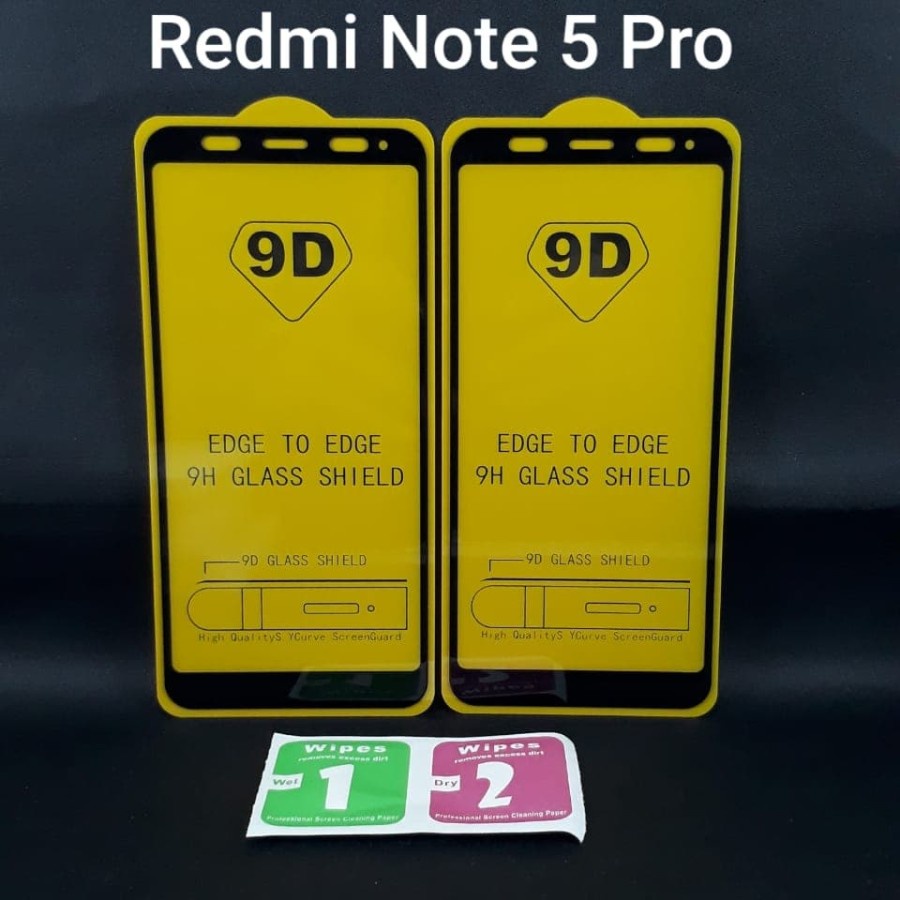 XIAOMI REDMI NOTE 5 REDMI NOTE 5 PRO REDMI NOTE 5A REDMI NOTE 5A PRIME Tempered Glass Full Lem 9D Full Cover Anti Gores Kaca - White_Cell