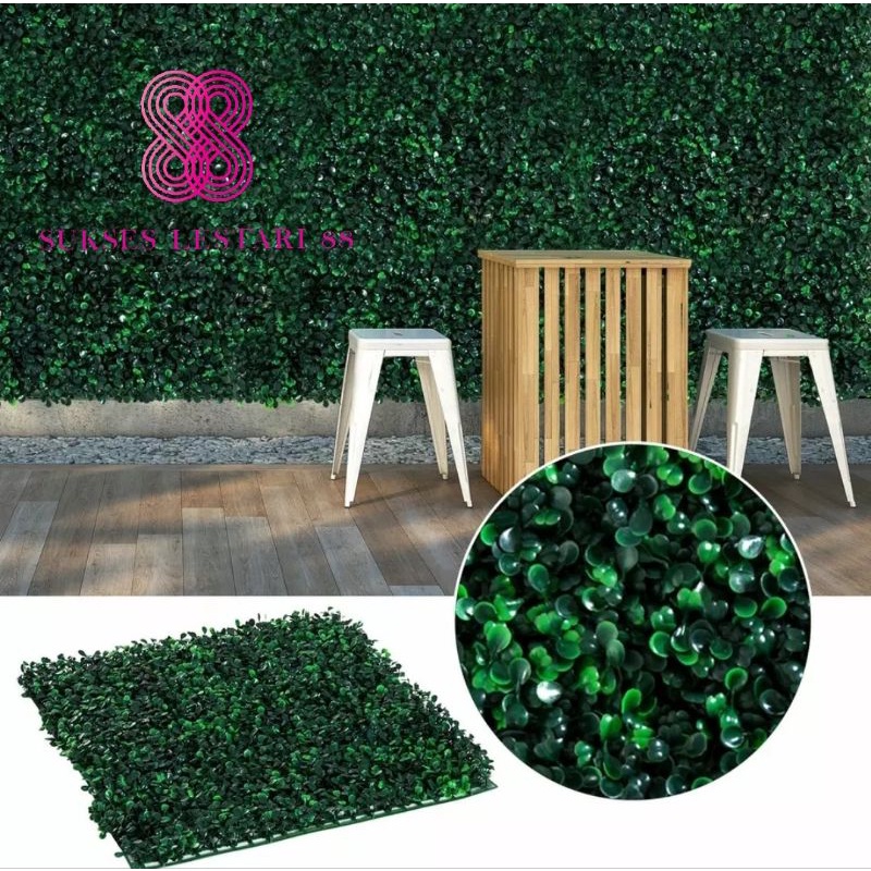 Daun Sintetis Dinding Boxwood Panel Daun Artificial Decorasi Type Dollar