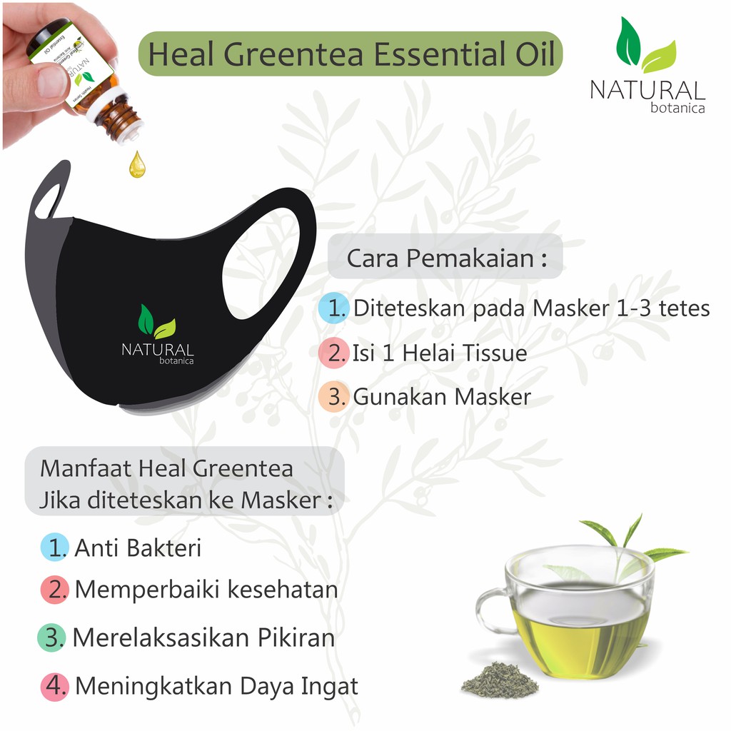 Natural Botanica Greentea Essential Oil Pure Minyak Esensial Aroma Terapi Diffuser Humidifier