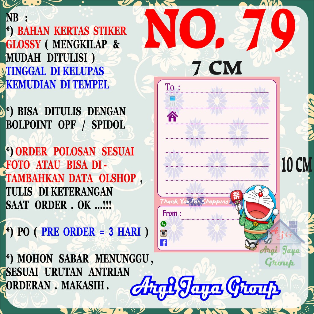 

Stiker Pengiriman - Sticker Alamat Olshop Murah Nomer 79 - 10x7 cm - Glossy