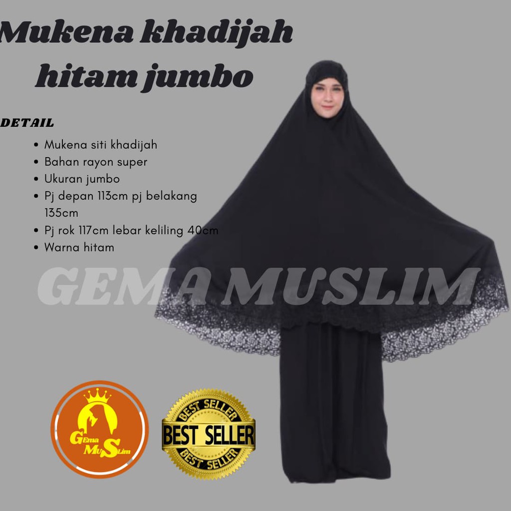 mukena siti khadijah hitam jumbo