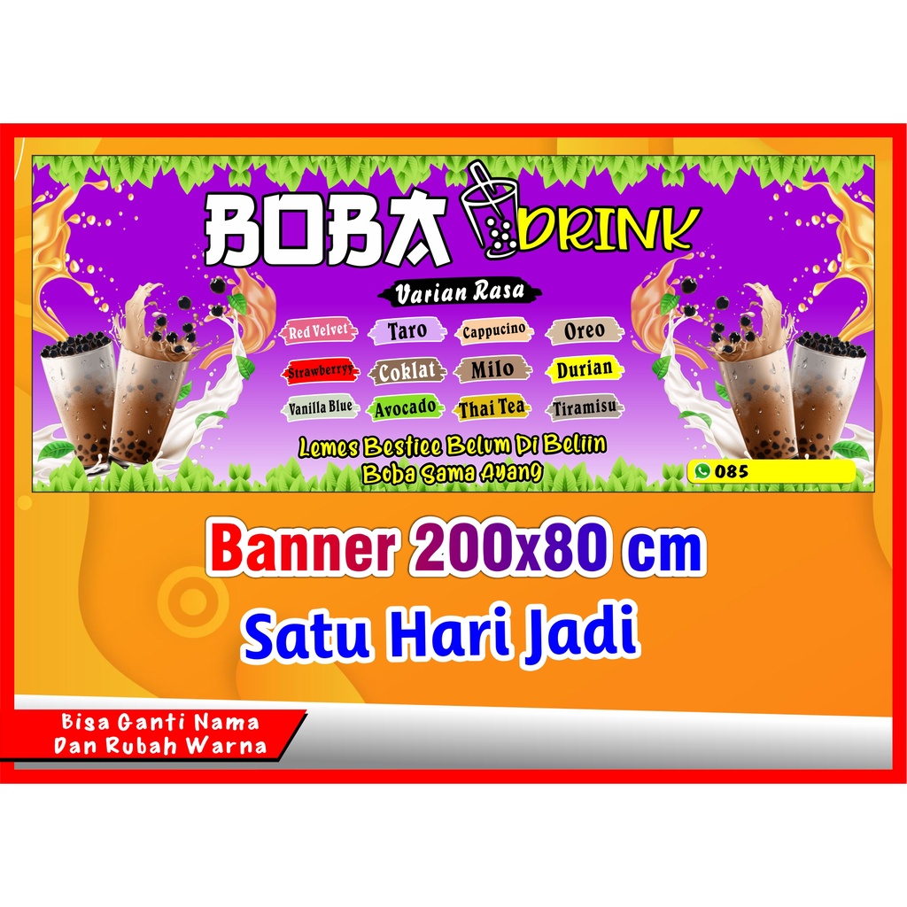 Banner Boba, Spanduk minuman BOBA 200x80cm COD