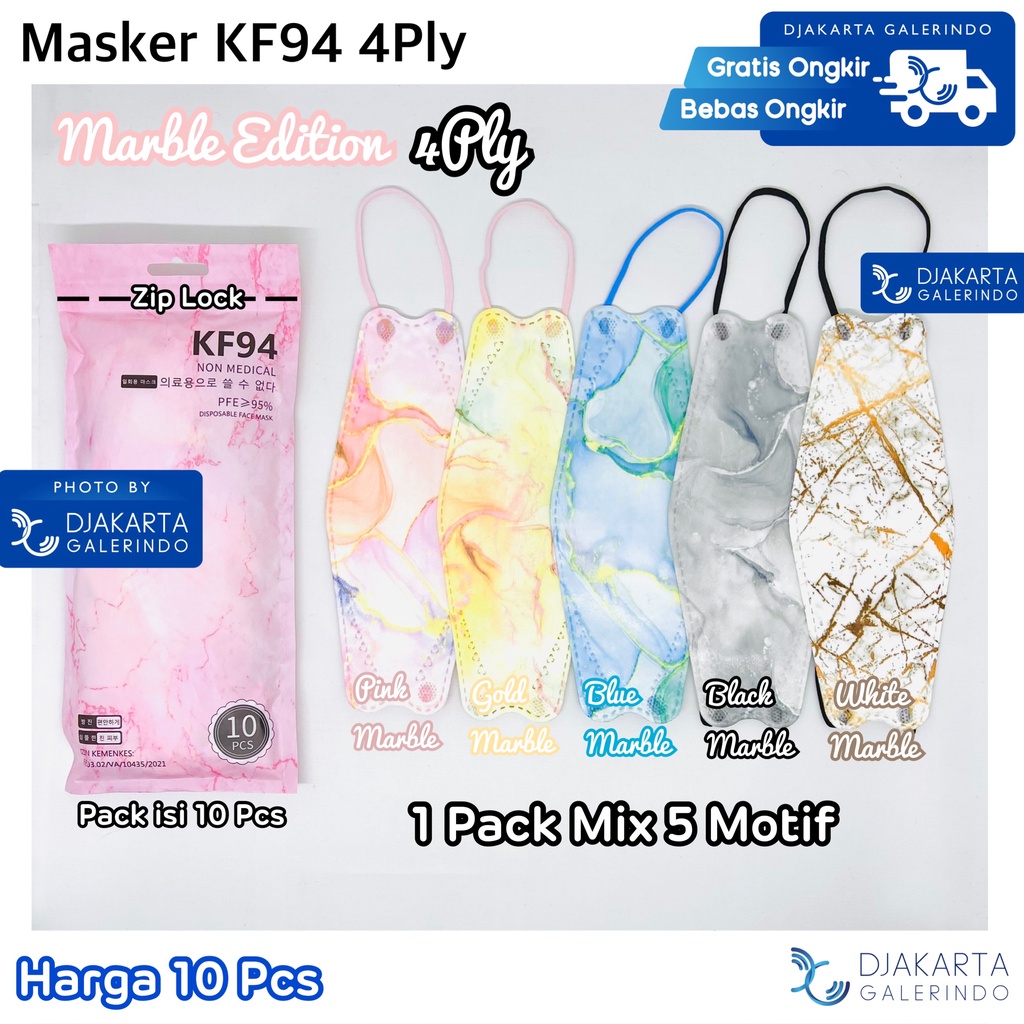 Masker KF94 Mix Warna korea 4ply / 5Ply isi 10 Pcs