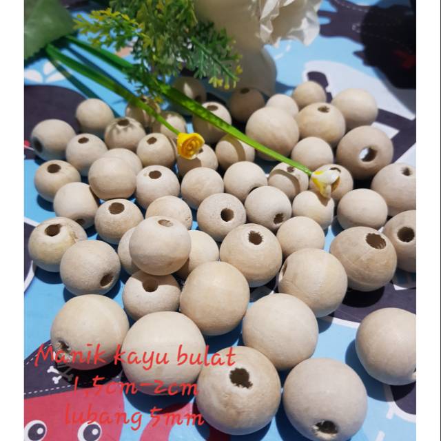 Manik kayu bulat/natural