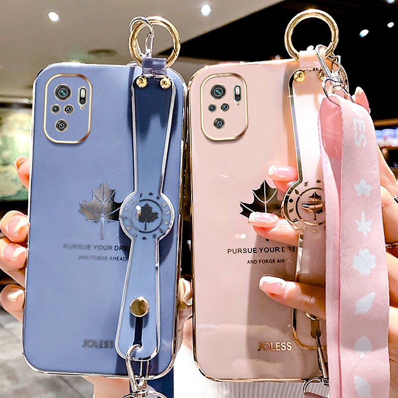 Case Motif Daun Maple Dengan lanyard Untuk Xiaomi Redmi Note 10 10S 4G