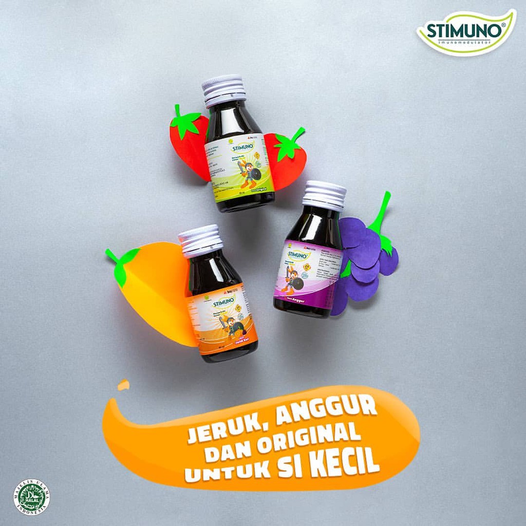 STIMUNO Sirup 60 ml - 100 ml SIRUP Multivitamin Daya Tahan Tubuh Anak Rasa Grape Original Orange Ber