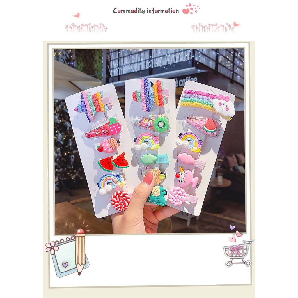 TERLARIS!!! Jepit Rambut Anak / Jepit Rambut Anak Korea Rainbow Set 6 pcs - cloud