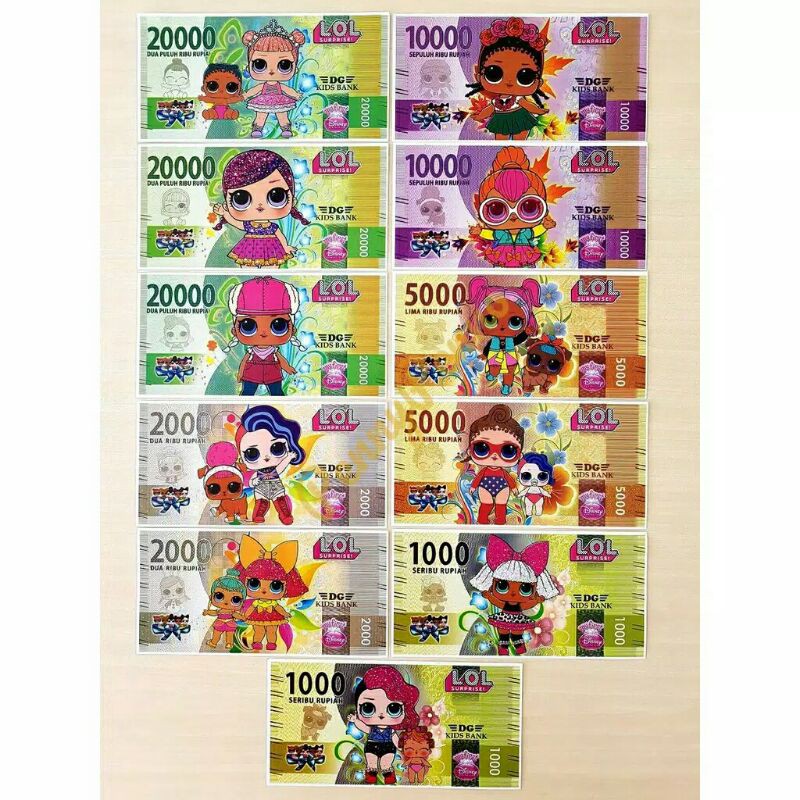 UANG MAINAN ANAK KARAKTER / MAINAN UANG KERTAS / UANG PALSU / UANG UANGAN