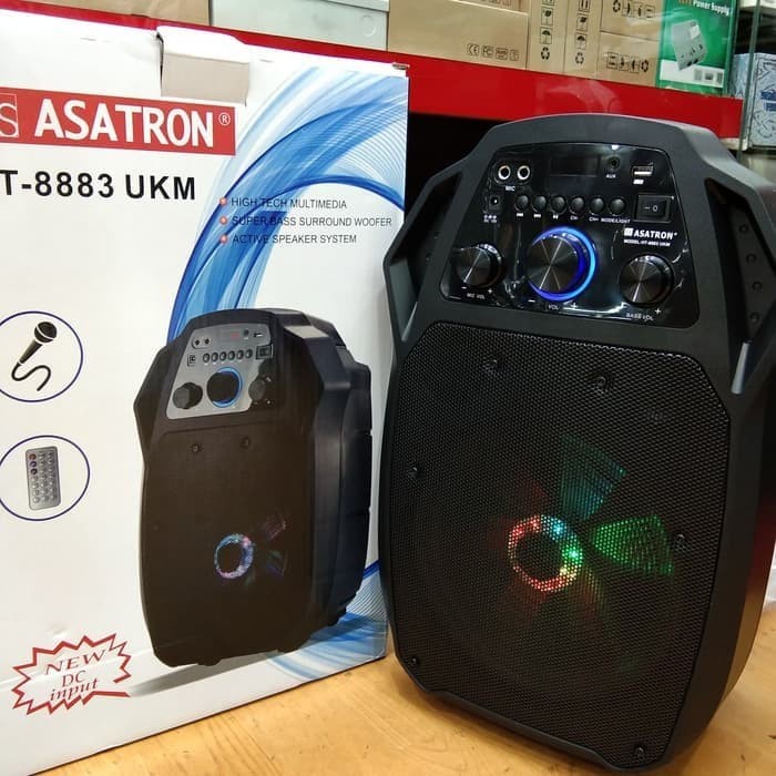 ASATRON Speaker Portable Bluetooth 10 + 2 Inch 8883UKM / 1 Mic Wireless
