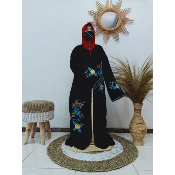 Mukena sholat  bordir belah tengan abaya arab belah tengah satin cocok buat mahar