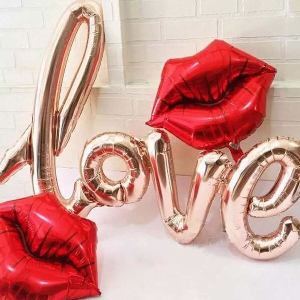 Set Balon Foil Desain Tulisan LOVE Untuk Dekorasi Natal Set Confetti Bentuk Hati Warna Merah Bahan Metal Hadiah Valentine Hari Valentine Balon Untuk Dekorasi Pernikahan