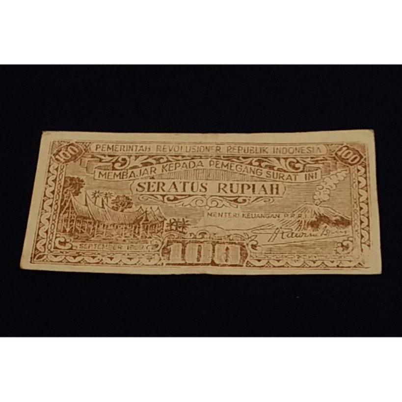 Uang kertas kuno Antik lama Asli jadul PRRI Rp100 thn 1959 DAERAH KHUSUS
