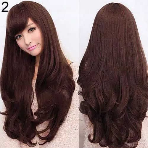 Wig Rambut Wanita Model Panjang dan bergelombang - hair wig salon - rambut palsu berkualitas tidak mudah kusut