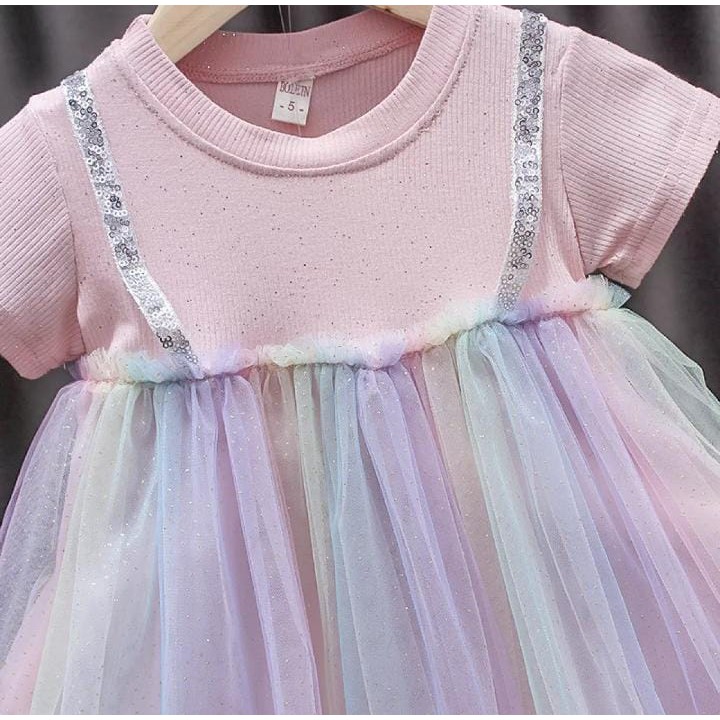 Juragan Junior [COD] CAMILLA Baju Dress Tutu Anak Perempuan Lengan Rajut Bahan Katun Usia 1-3 Tahun