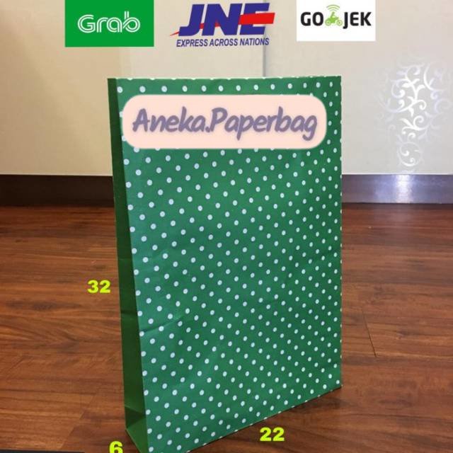 

Paperbag 22x6x32 Polkadot Hijau Motif Tas Kertas Tas Tali Goodie Bag Shopping Terlaris