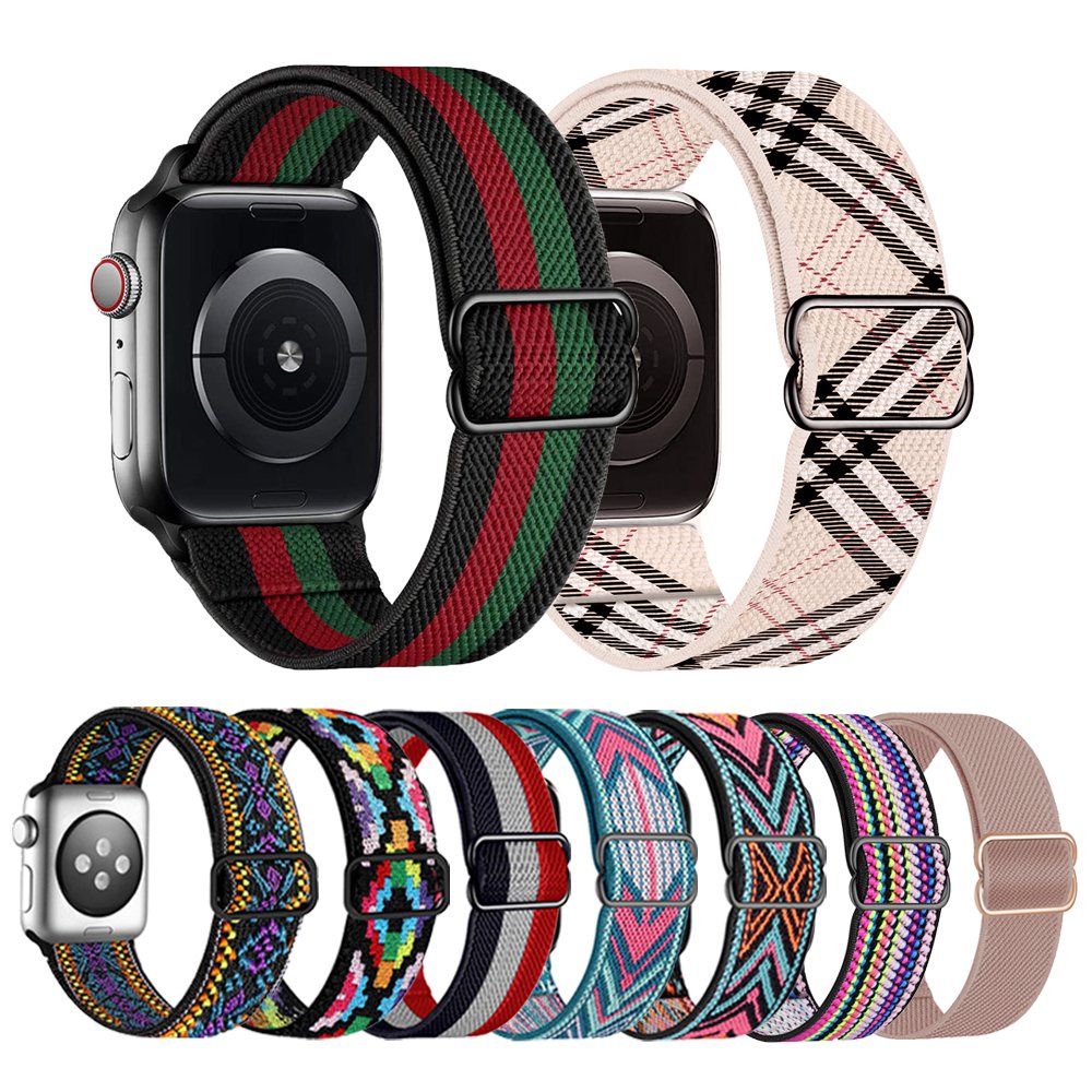 Tali Nilon untuk Apple Watch, Tali untuk Apple Watch Series 6, 44mm, 7, 45mm, 41mm, iWatch Se 5