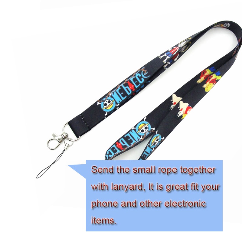 One Piece Lanyard Dengan Holder ID Card Anime Jepang Kerah Leher Gantungan Kunci Lencana Tali Ponsel