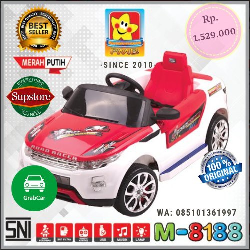 Promo   Mainan Anak Mobilan Aki PMB 8188 Road Racer Remote Control Warna Merah Putih  Terbatas