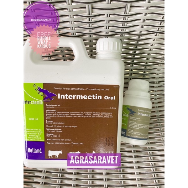 INTERMECTIN ORAL 100 ml - obat cacing kutu scabies gudig gurem hewan