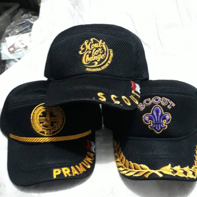 Topi pramuka jaring jala doubelmesh murah bagus berkualitas